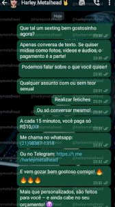 Sexting (apenas conversa de texto) - valor a cada 15 minutos