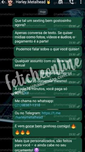 Sexting (apenas conversa de texto) - valor a cada 15 minutos