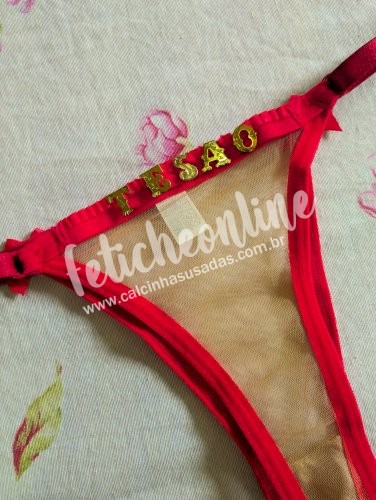 Calcinha sexy usada tanga tesão em tule