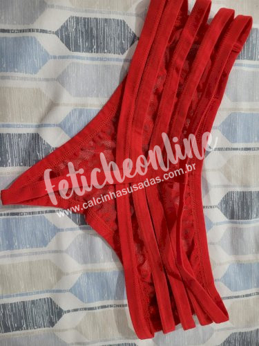 Calcinha vermelha Fio dental detalhes